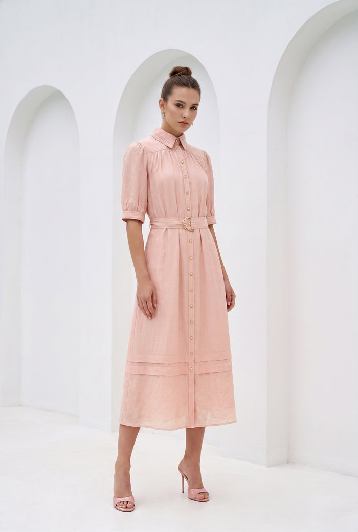 CELINE SHORT SLEEVES LONG DRESS