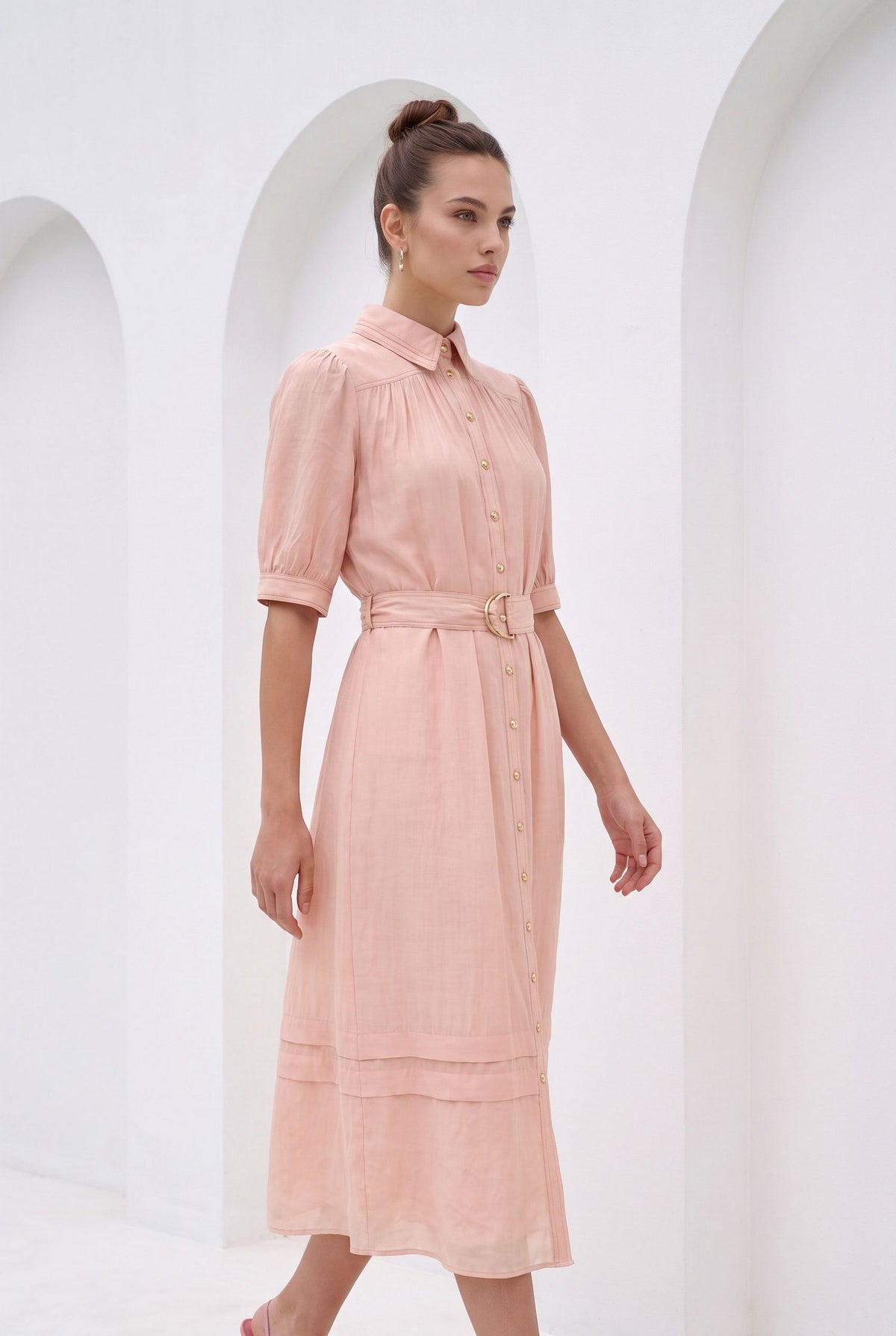 CELINE SHORT SLEEVES LONG DRESS