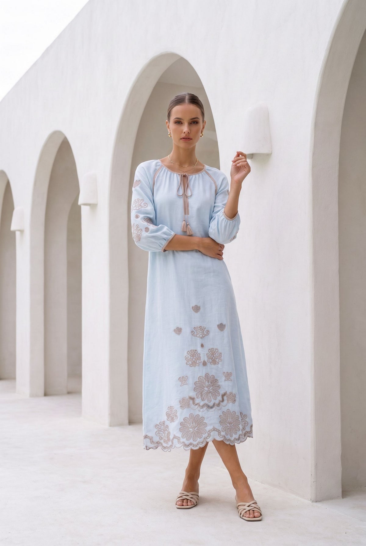 MARGUERITE EMBROIDERED DRESS