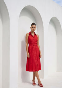 EMILIO BELTED LONG DRESS