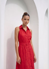 EMILIO BELTED LONG DRESS