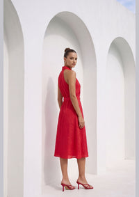 EMILIO BELTED LONG DRESS