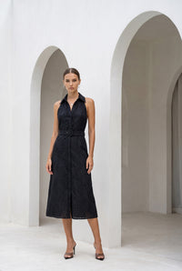 EMILIO BELTED LONG DRESS