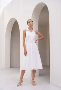 EMILIO BELTED LONG DRESS