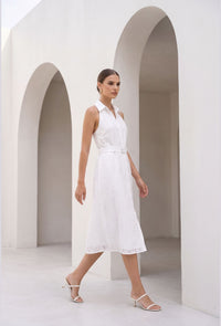EMILIO BELTED LONG DRESS