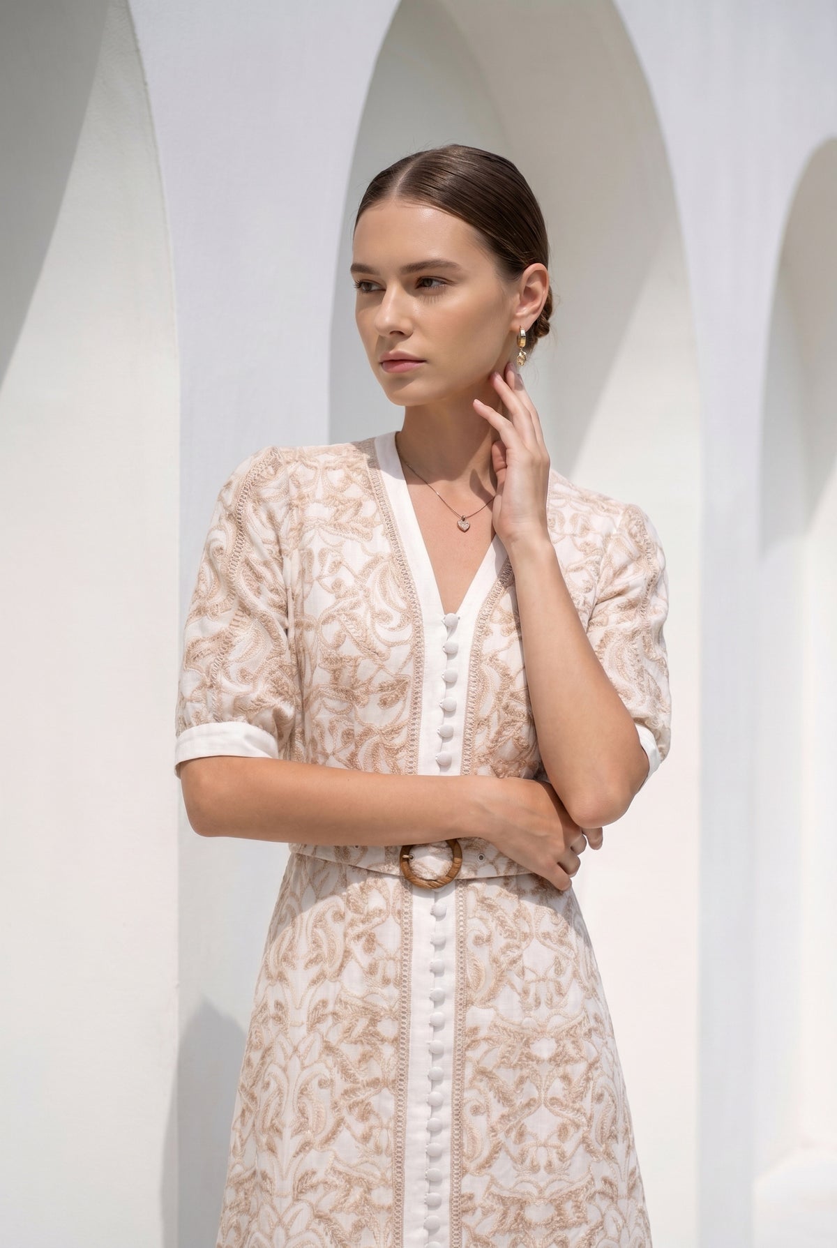 NAOMI BELTED LONG DRESS