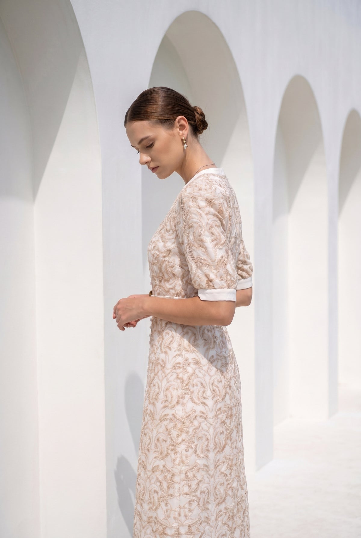NAOMI BELTED LONG DRESS