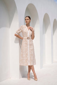 NAOMI BELTED LONG DRESS