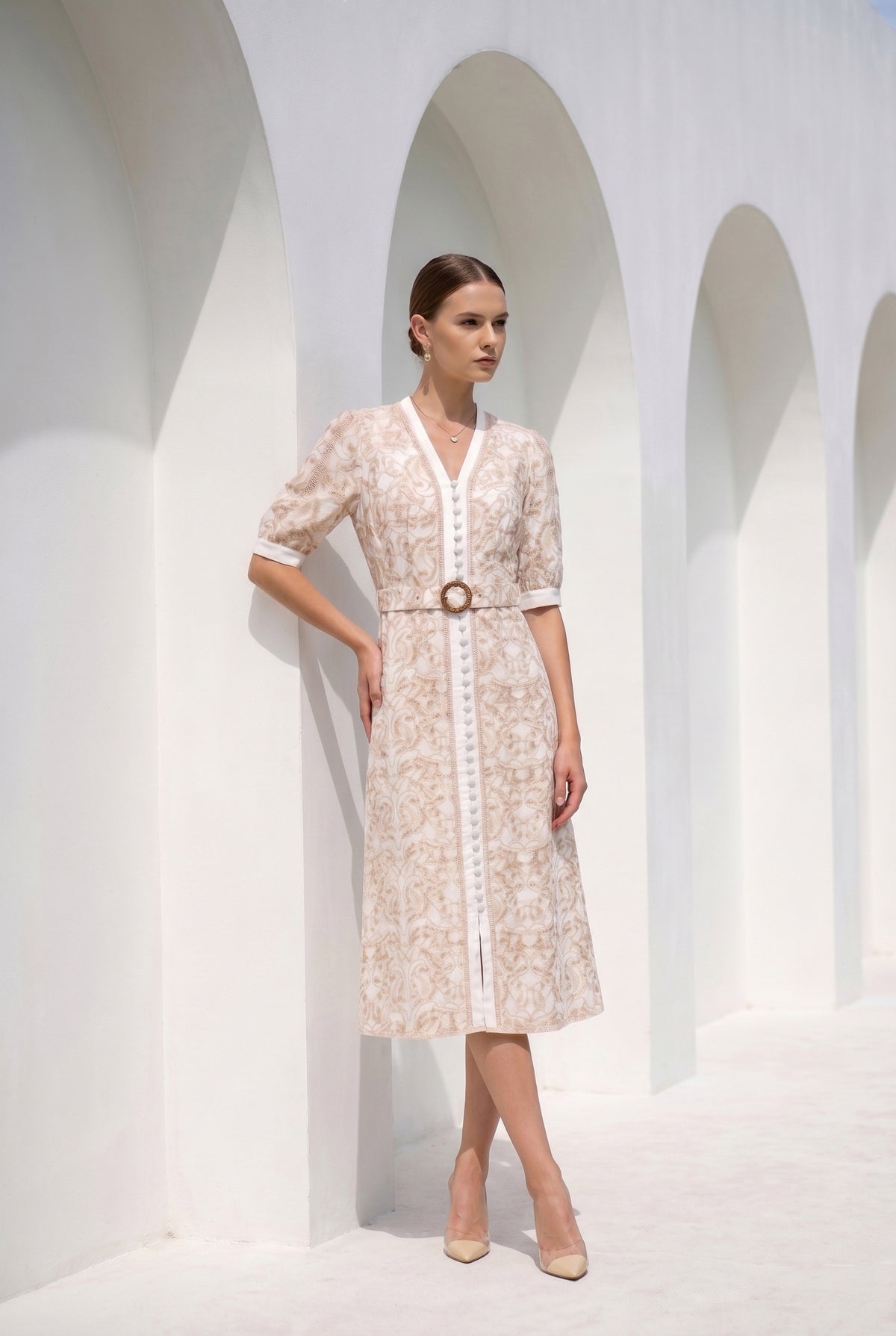 NAOMI BELTED LONG DRESS