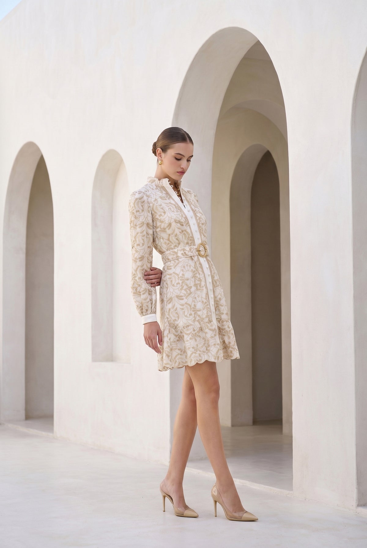 NAOMI BELTED ZIP SHORT DRESS