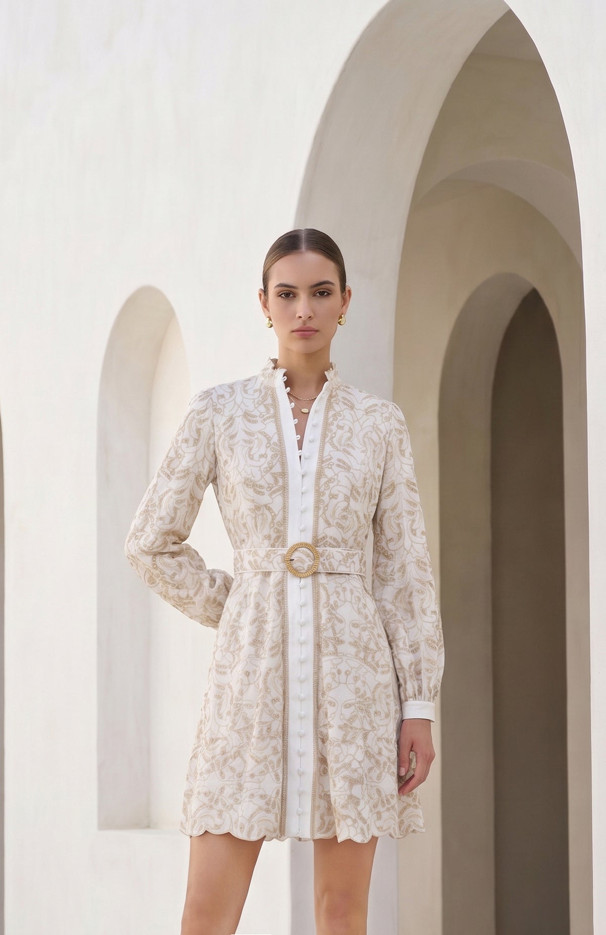 NAOMI BELTED ZIP SHORT DRESS