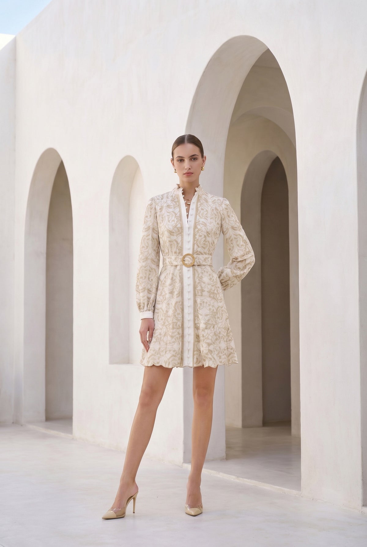 NAOMI BELTED ZIP SHORT DRESS