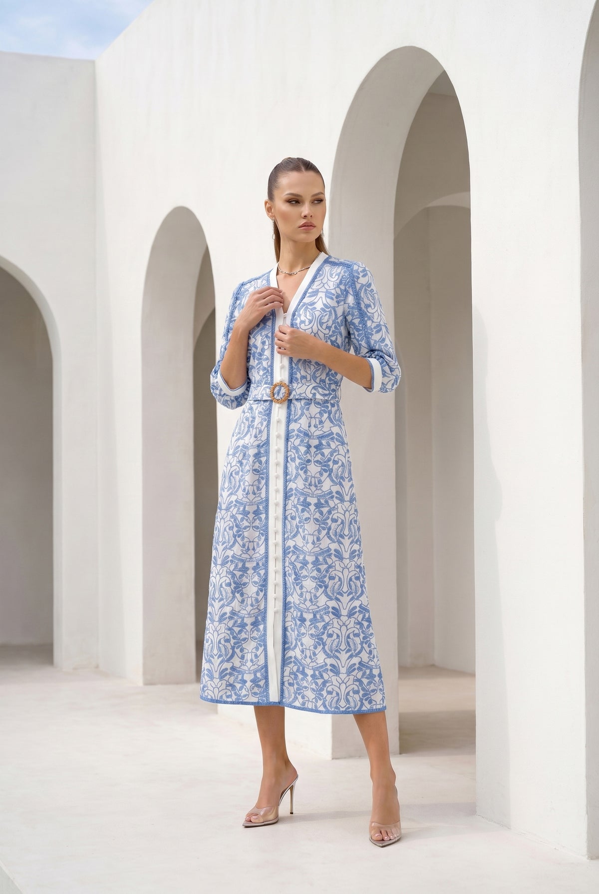 NAOMI BELTED LONG DRESS
