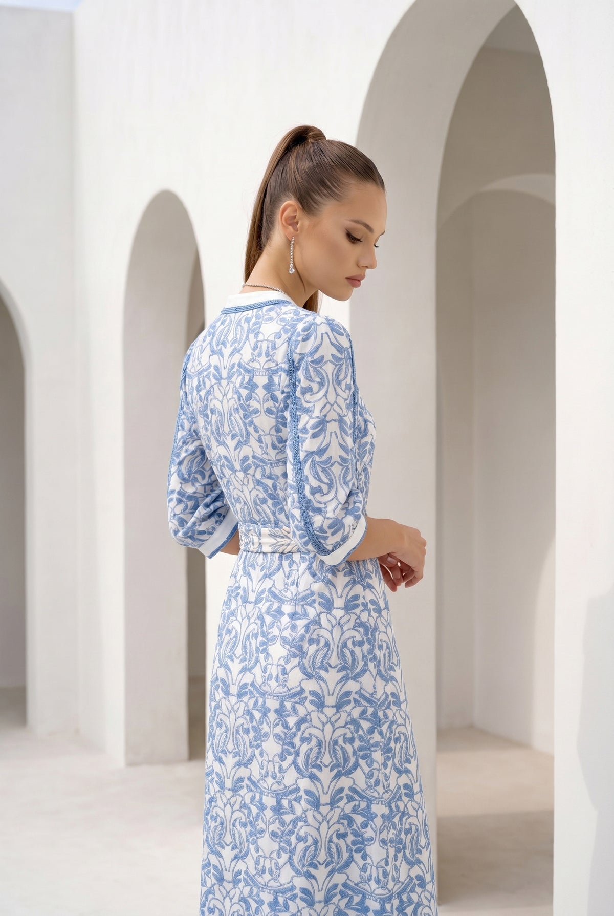 NAOMI BELTED LONG DRESS