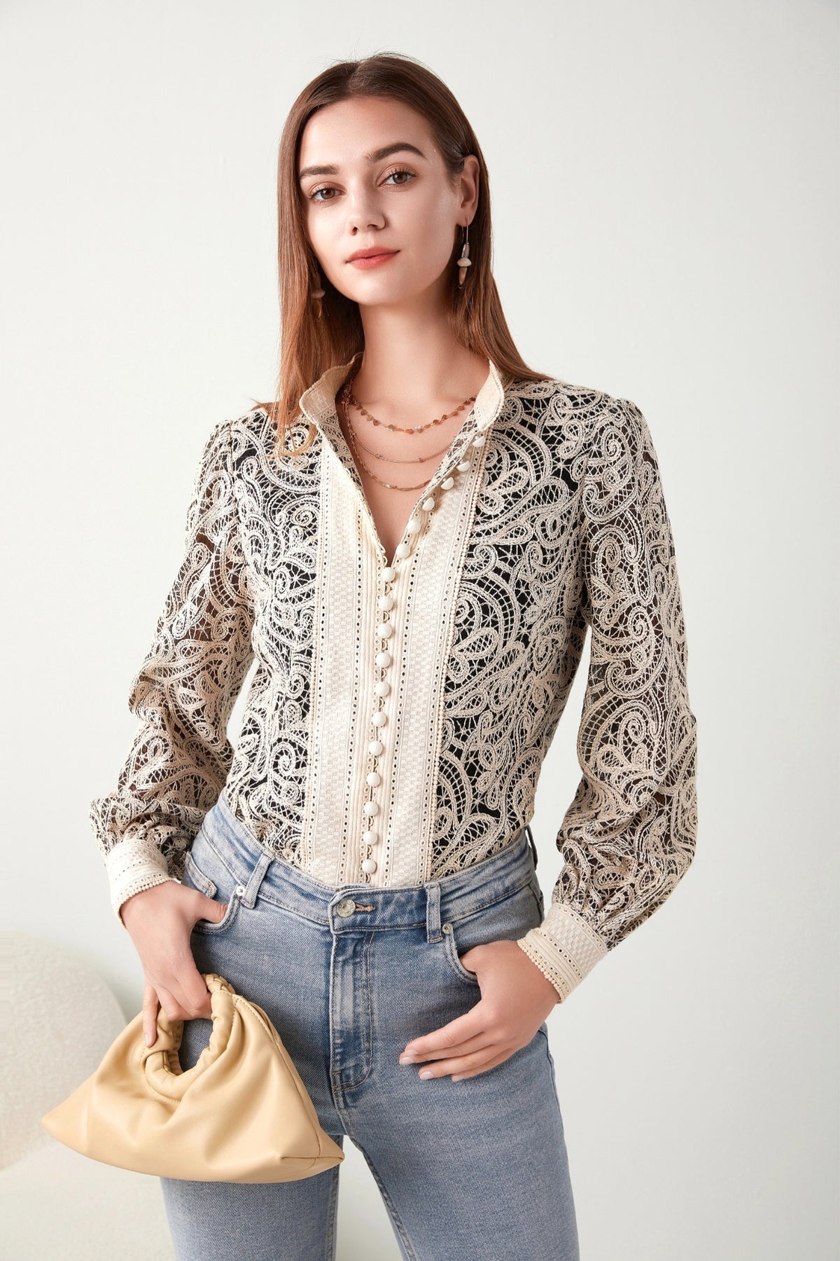 IRINA LACE BUTTON BLOUSE