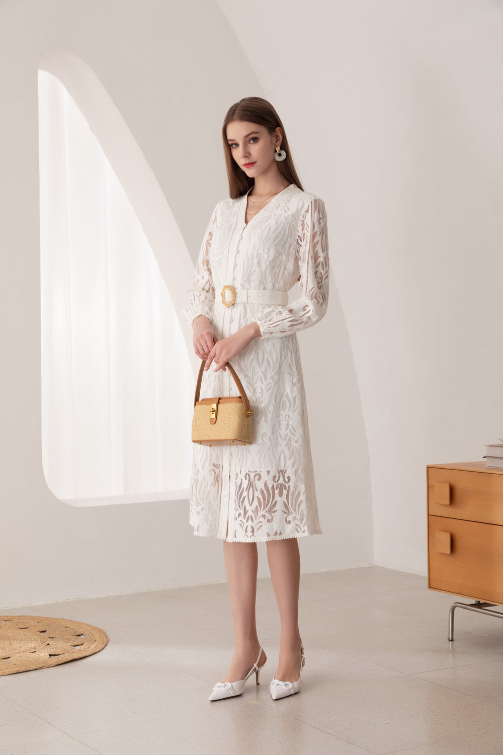 GDS Rosie Embroidered Long Dress  | White