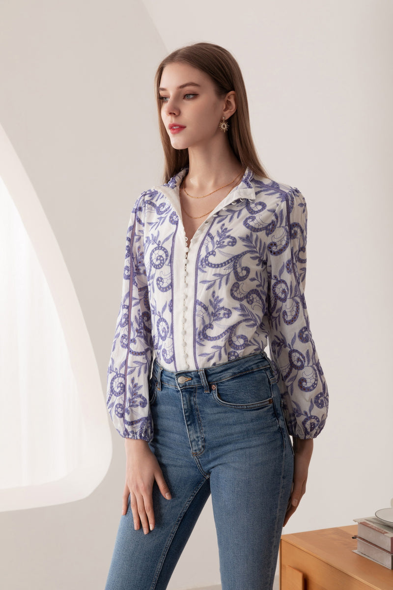 LOURDES EMBROIDERED BLOUSE